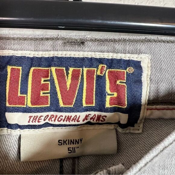 Levi's 511 Gray Cuffed Distress Skinny Jeans Men’s Size W30 x L32 - Picture 4 of 7